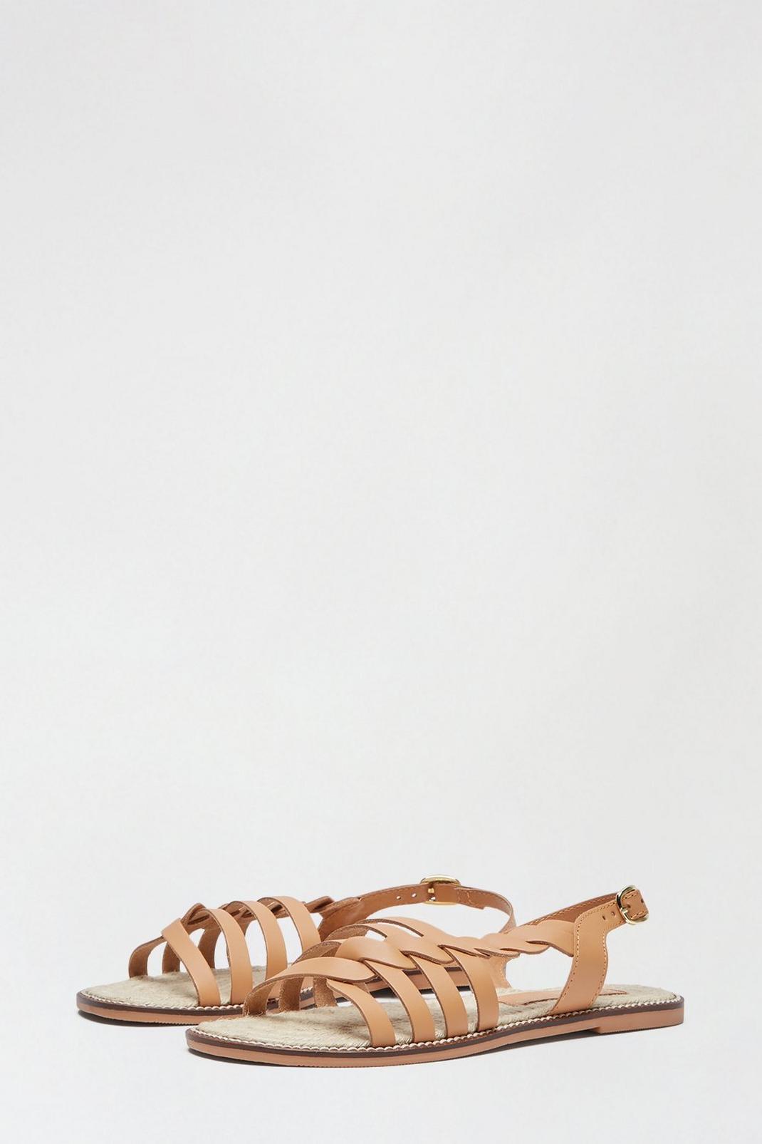 166 Wide Fit Leather Tan Jelly Sandal image number 2