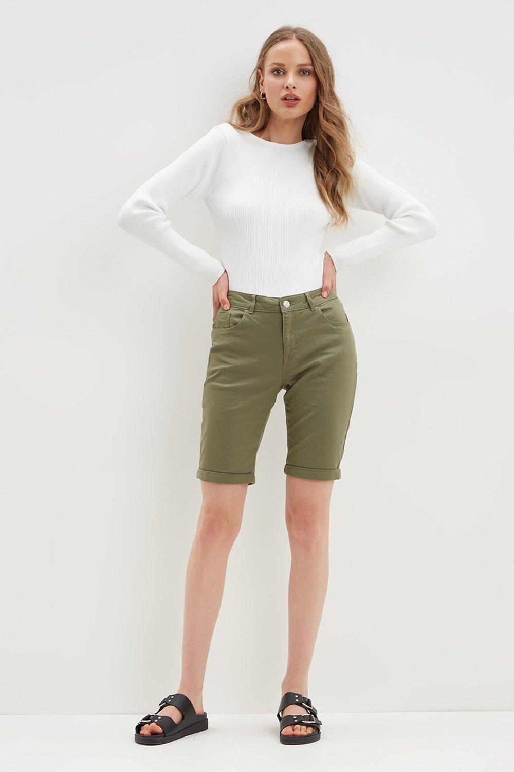 jean khaki shorts