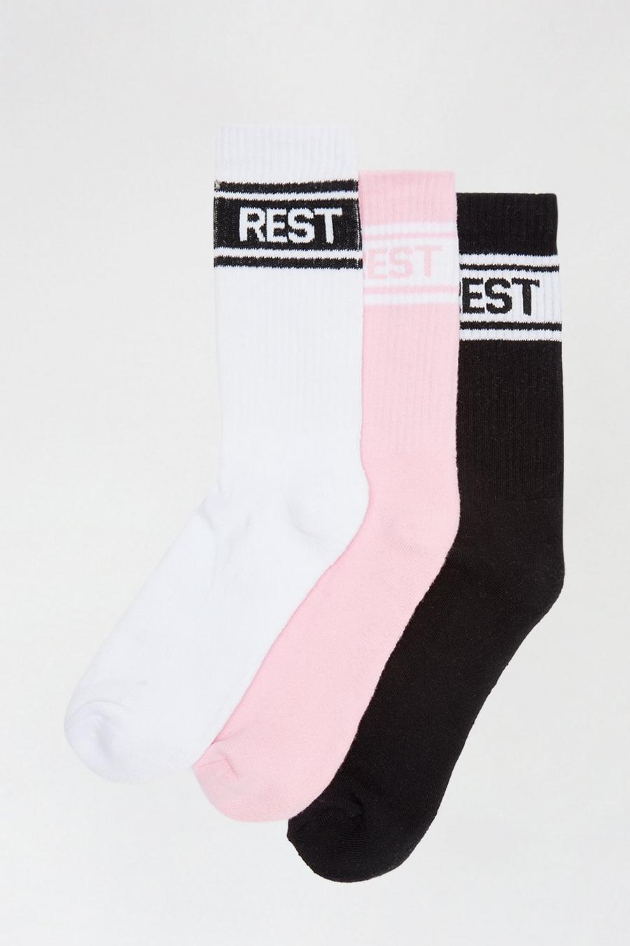 Pink Rest Crew Socks