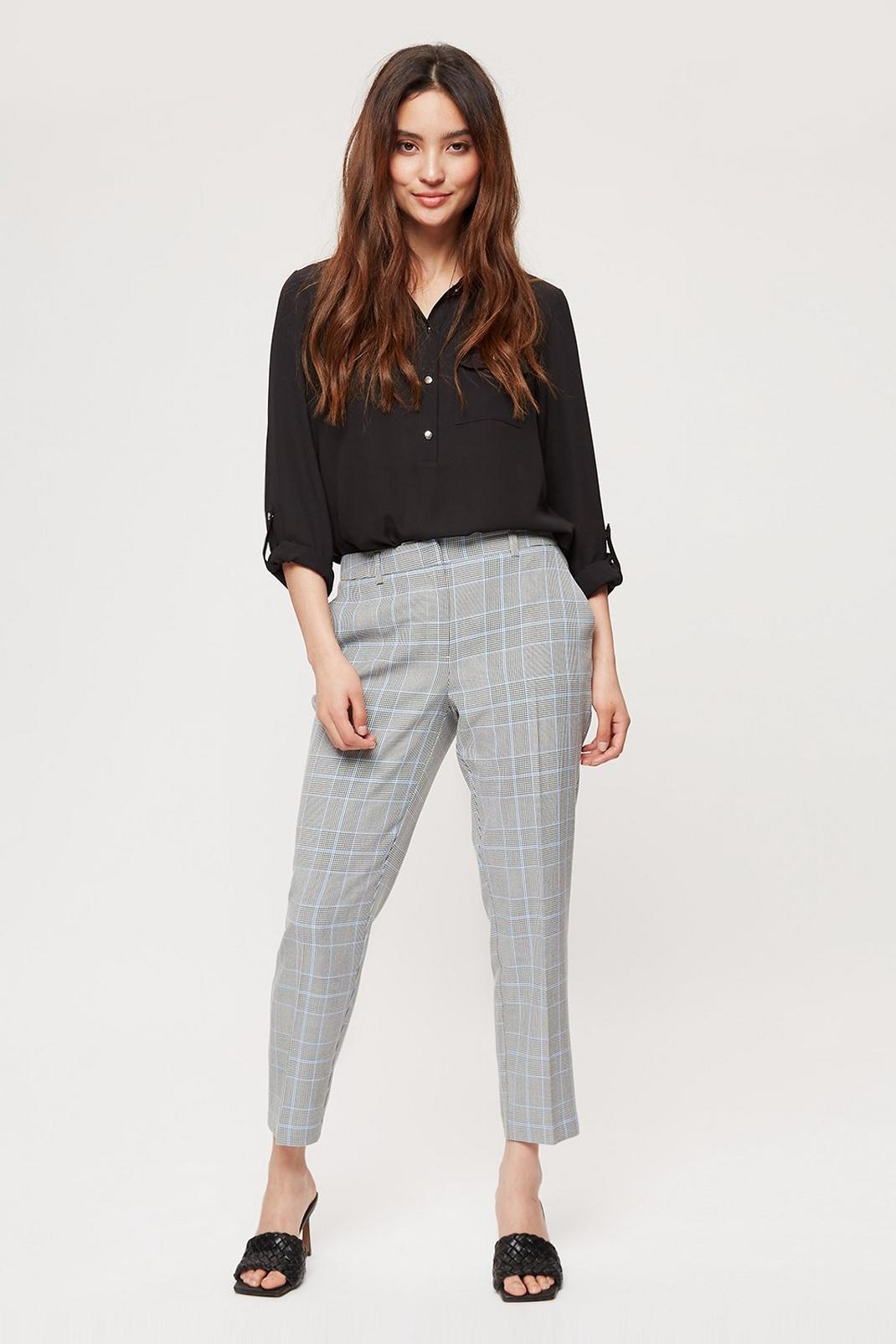106 Petite Blue Grey Check Ankle Grazer  image number 2