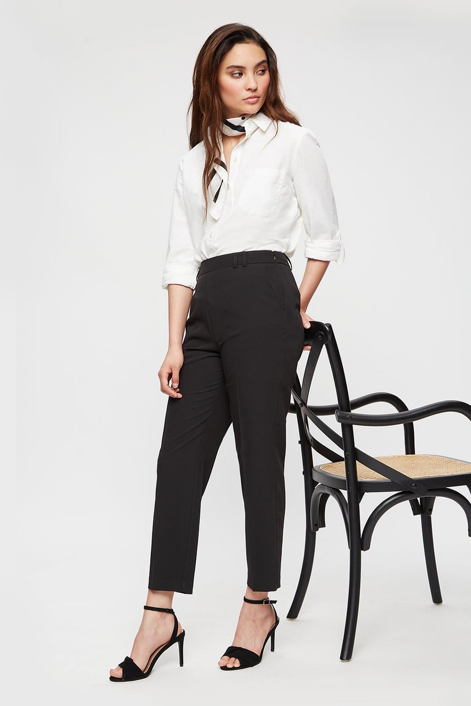 Petite Black High Waist Peg Trouser | Dorothy Perkins UK