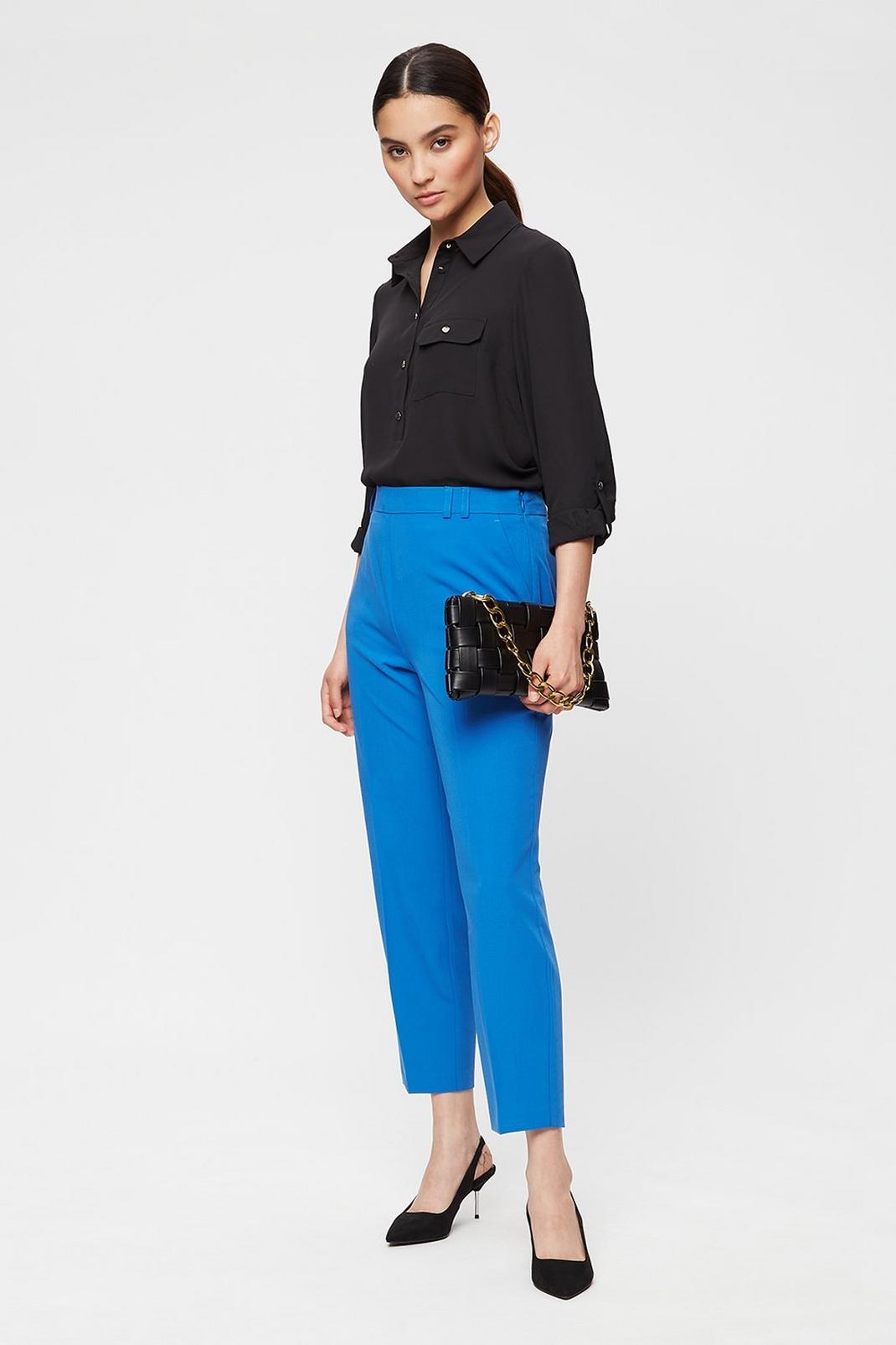 119 Petite Soft Cobalt High Waist Tailored Trousers image number 2
