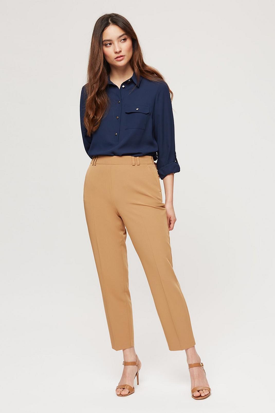 111 Petite Camel High Waisted Tailored Trousers image number 2