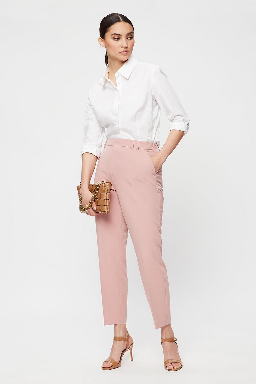 355 Petite Dusky Pink High Waist Tailored Trousers image number 1