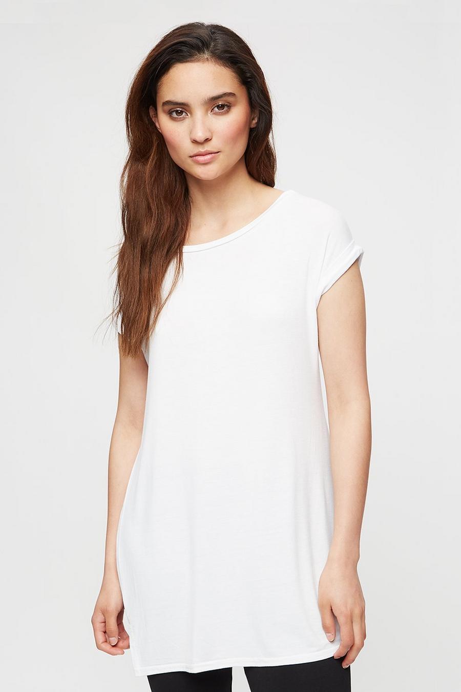 Petite White Longline T-Shirt