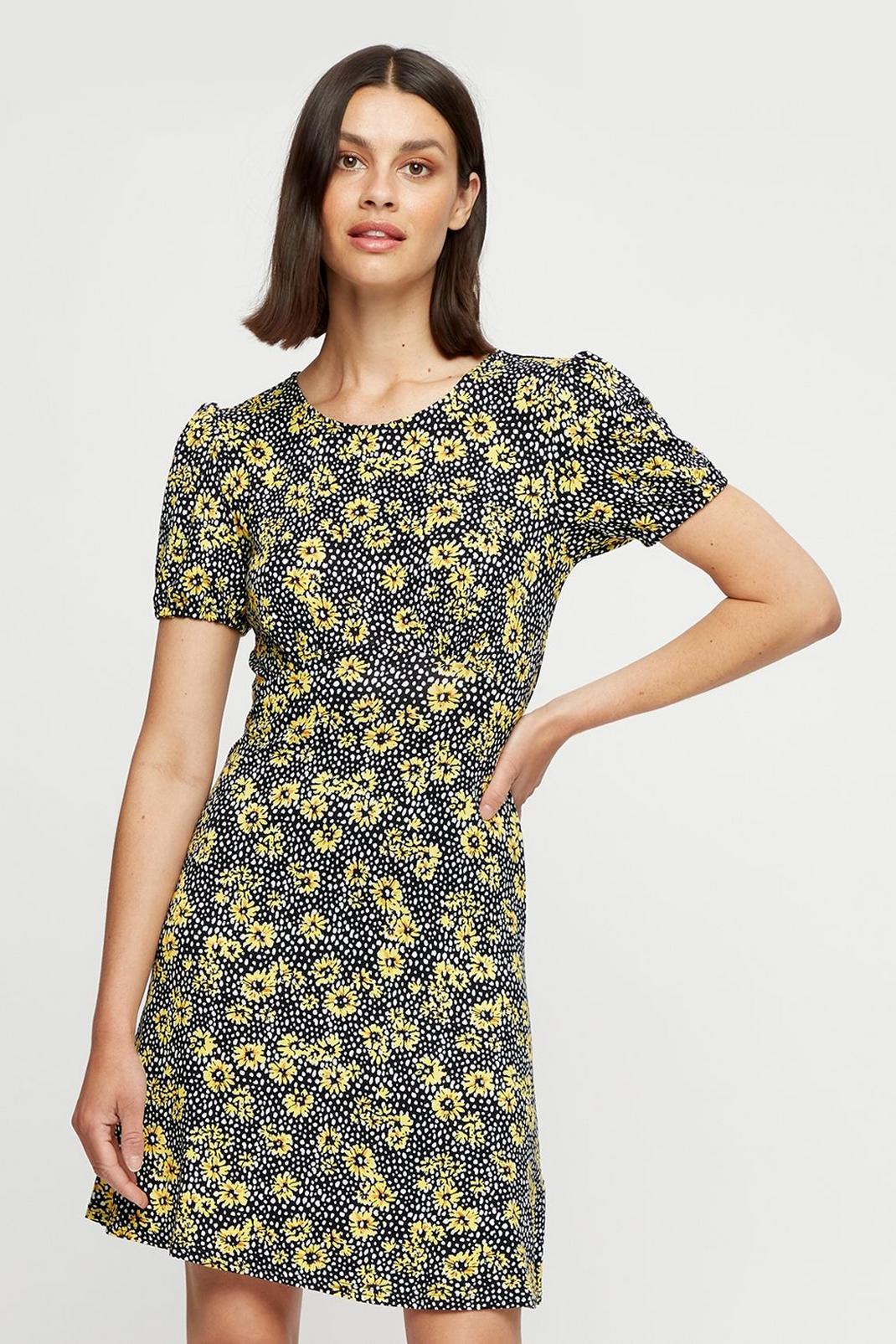Black Lemon Floral Empire Fit And Flare Dress image number 1