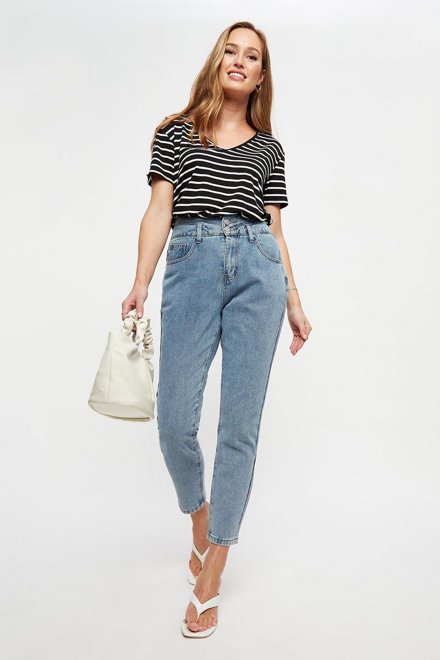 Midwash Double Curved Waistband Jeans