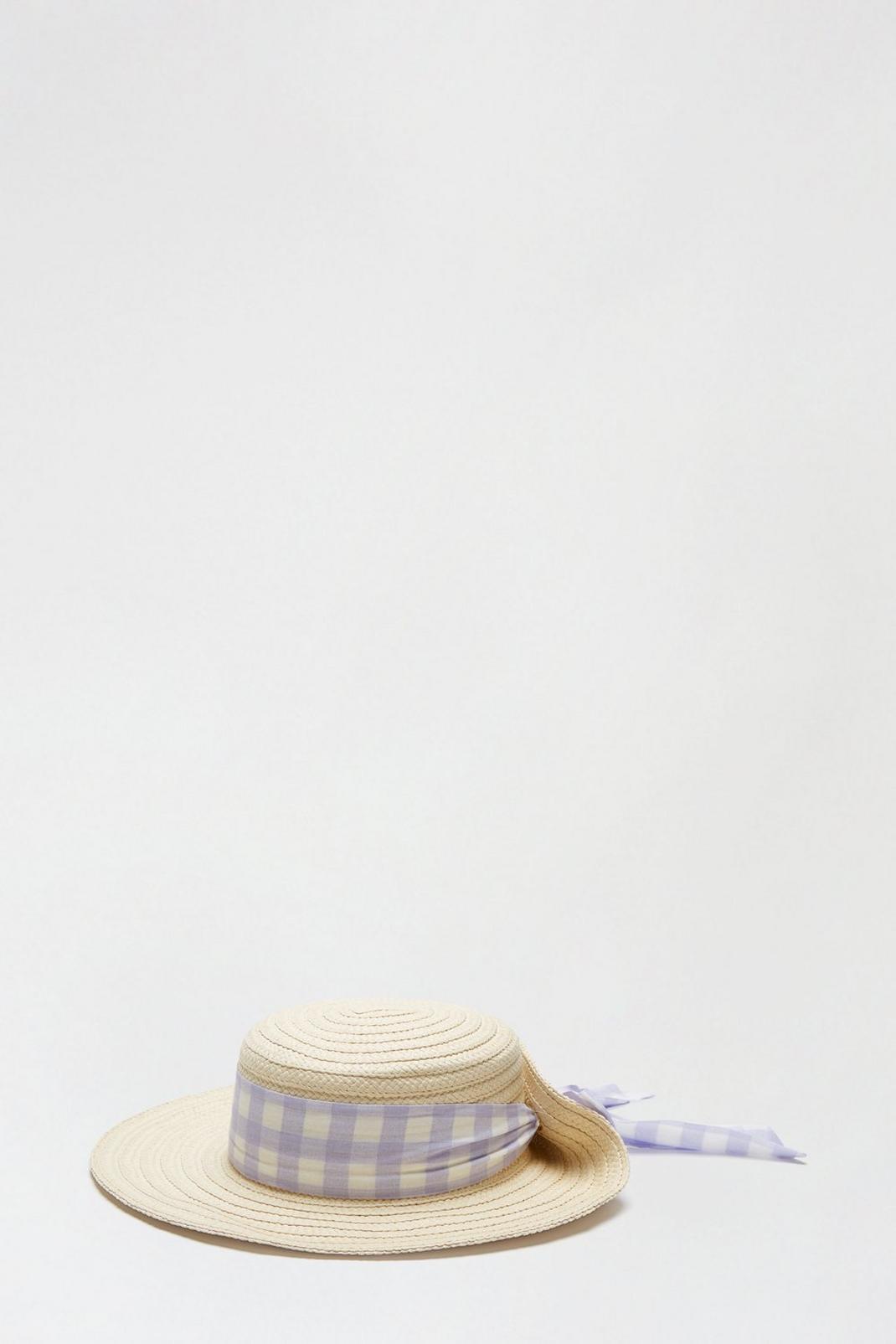147 Purple Gingham Trim Sun Hat image number 2