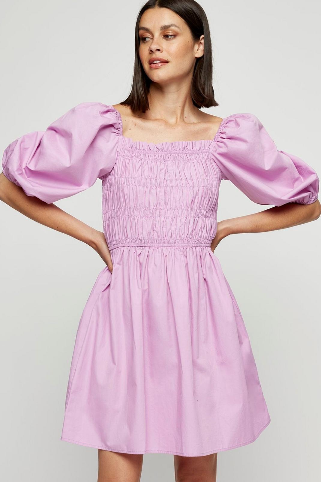 137 Lilac Shirred Mini Dress image number 2