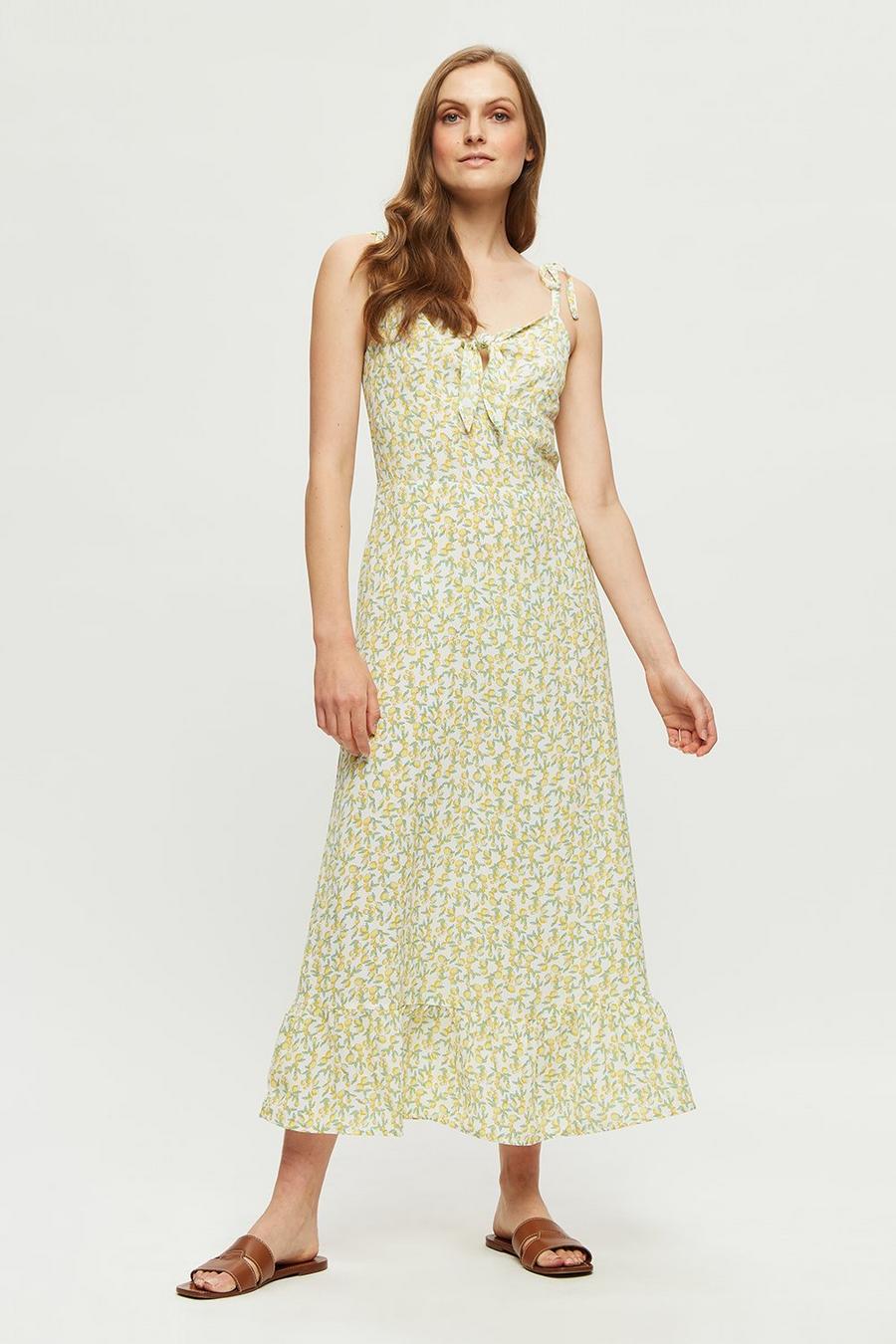 Lemon Strappy Midi Dress