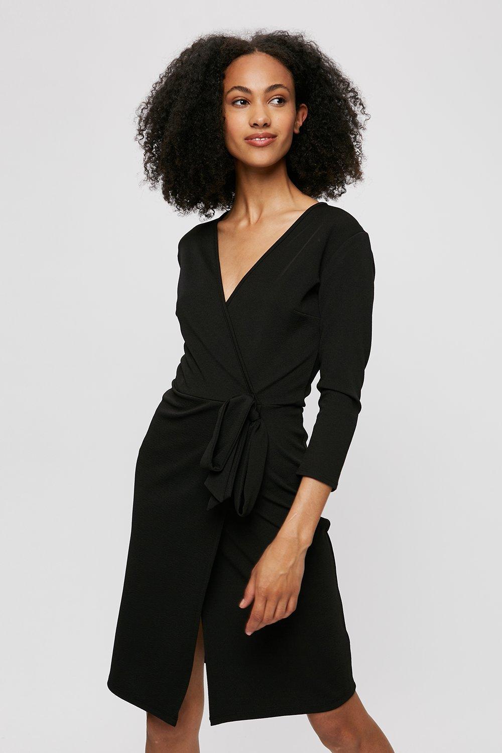 dorothy perkins black wrap dress