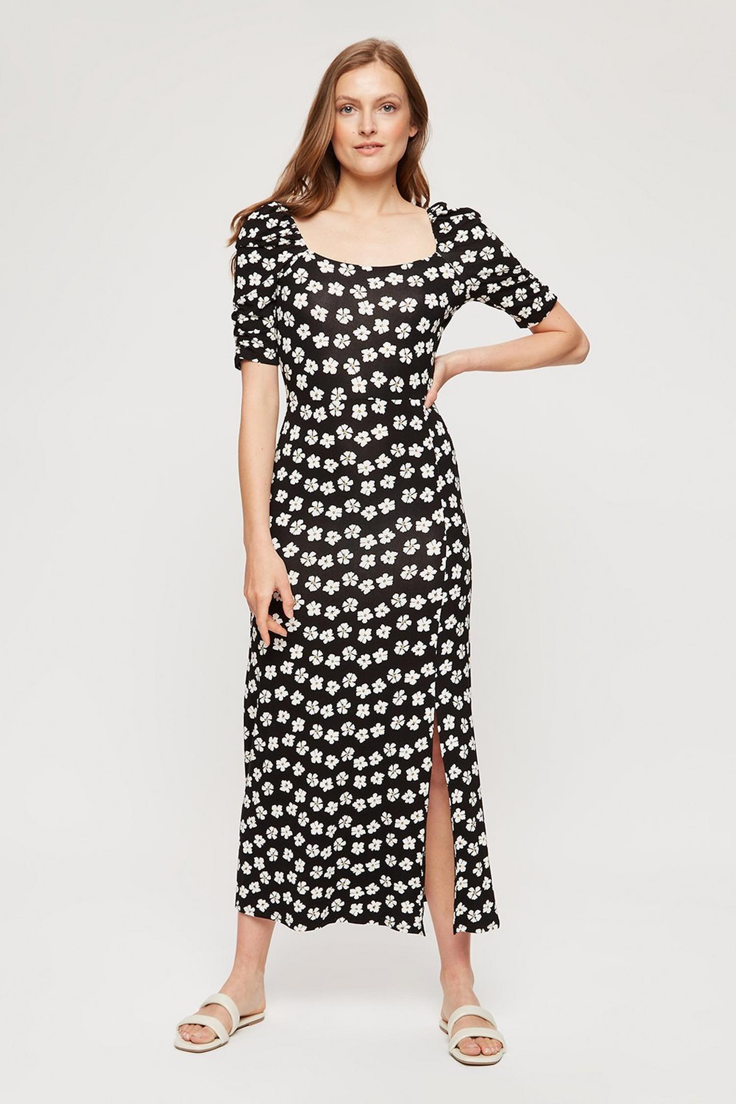 floral split midi dress