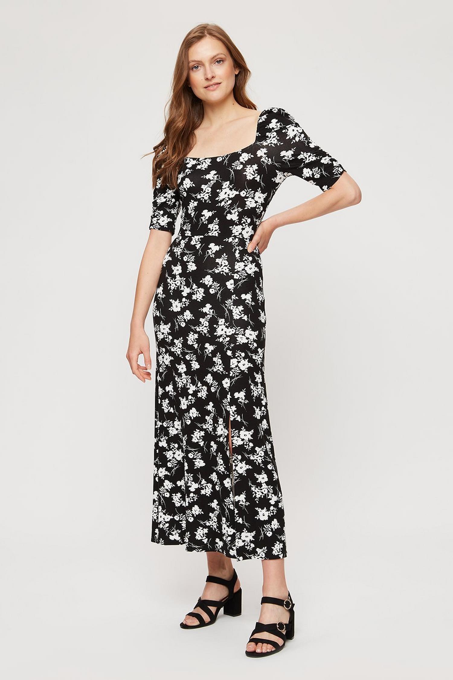 floral split midi dress