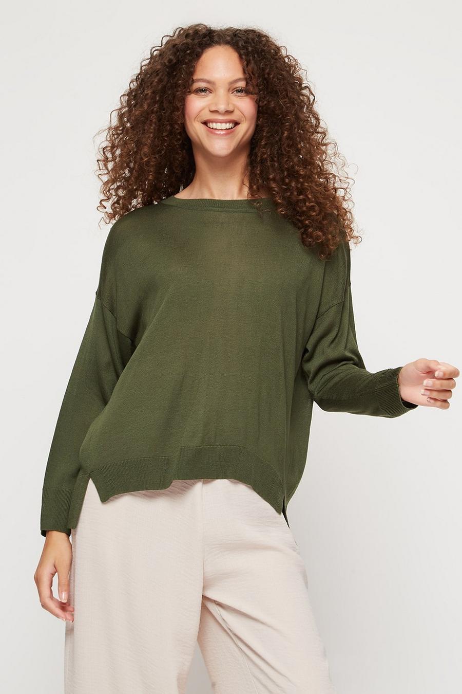Petite Batwing Knitted Crew Neck Jumper