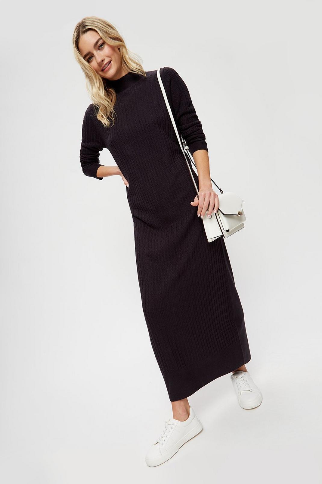Navy Tall Knitted Midi Dress image number 1