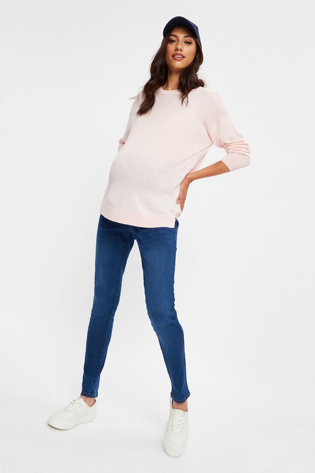 Blush (!) Maternity Crew Neck Knitted Jumper image number 1