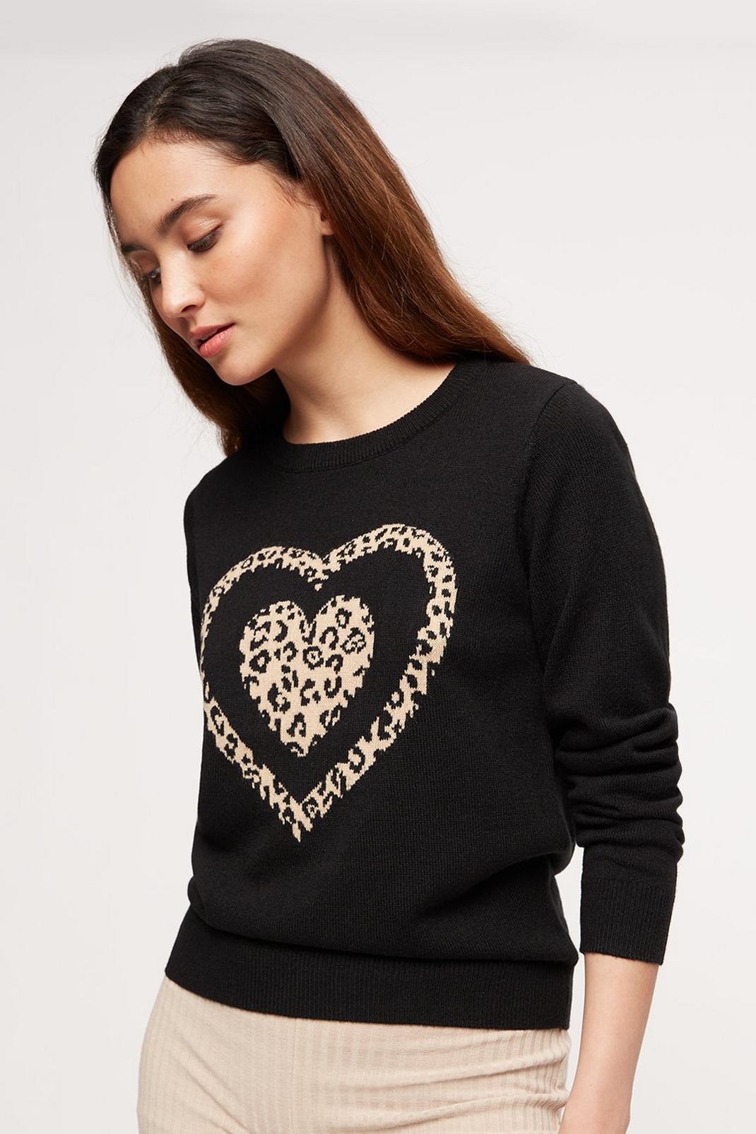 105 Petite Animal Double Heart Jumper image number 1