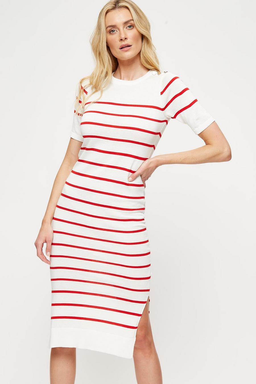 Ivory Red Stripe Dress