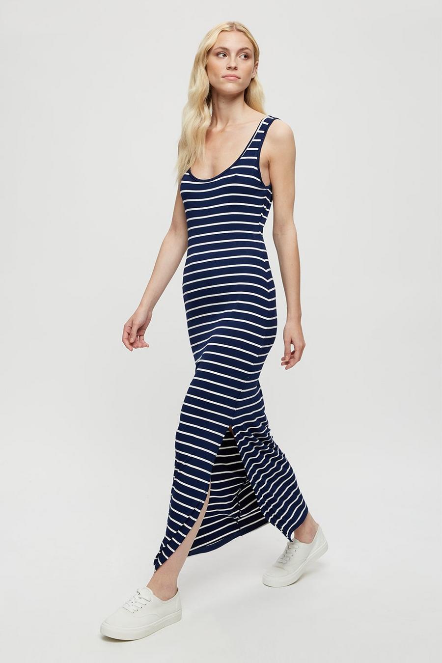 Printed Stripe Maxi Dress