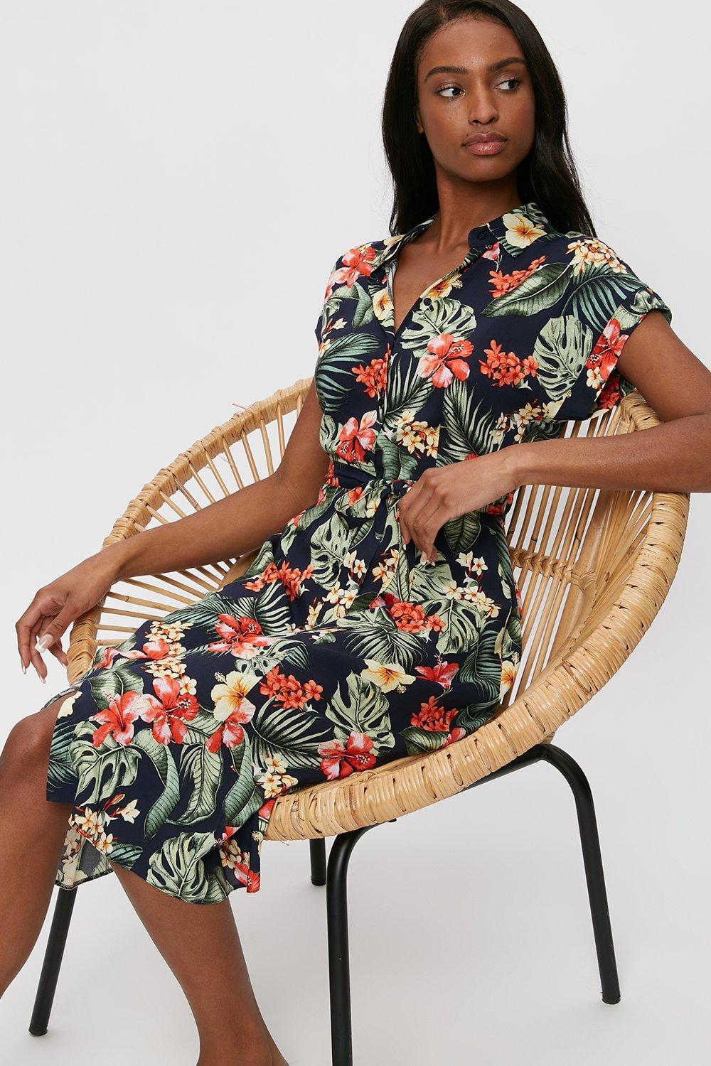 dorothy perkins tropical shirt dress