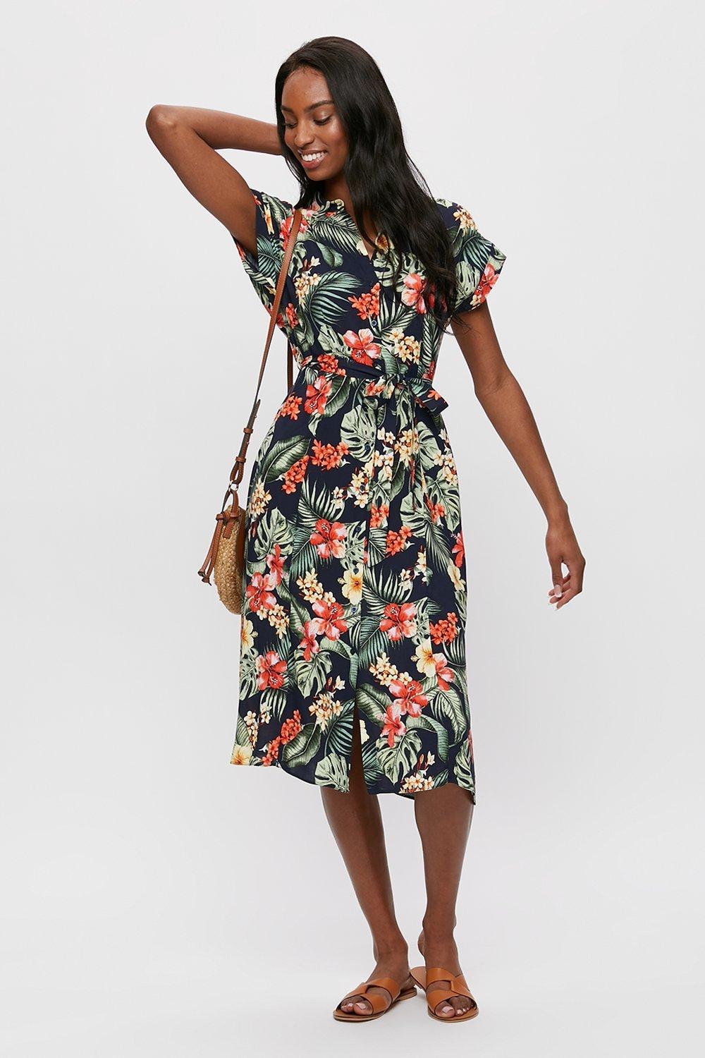 dorothy perkins tropical shirt dress