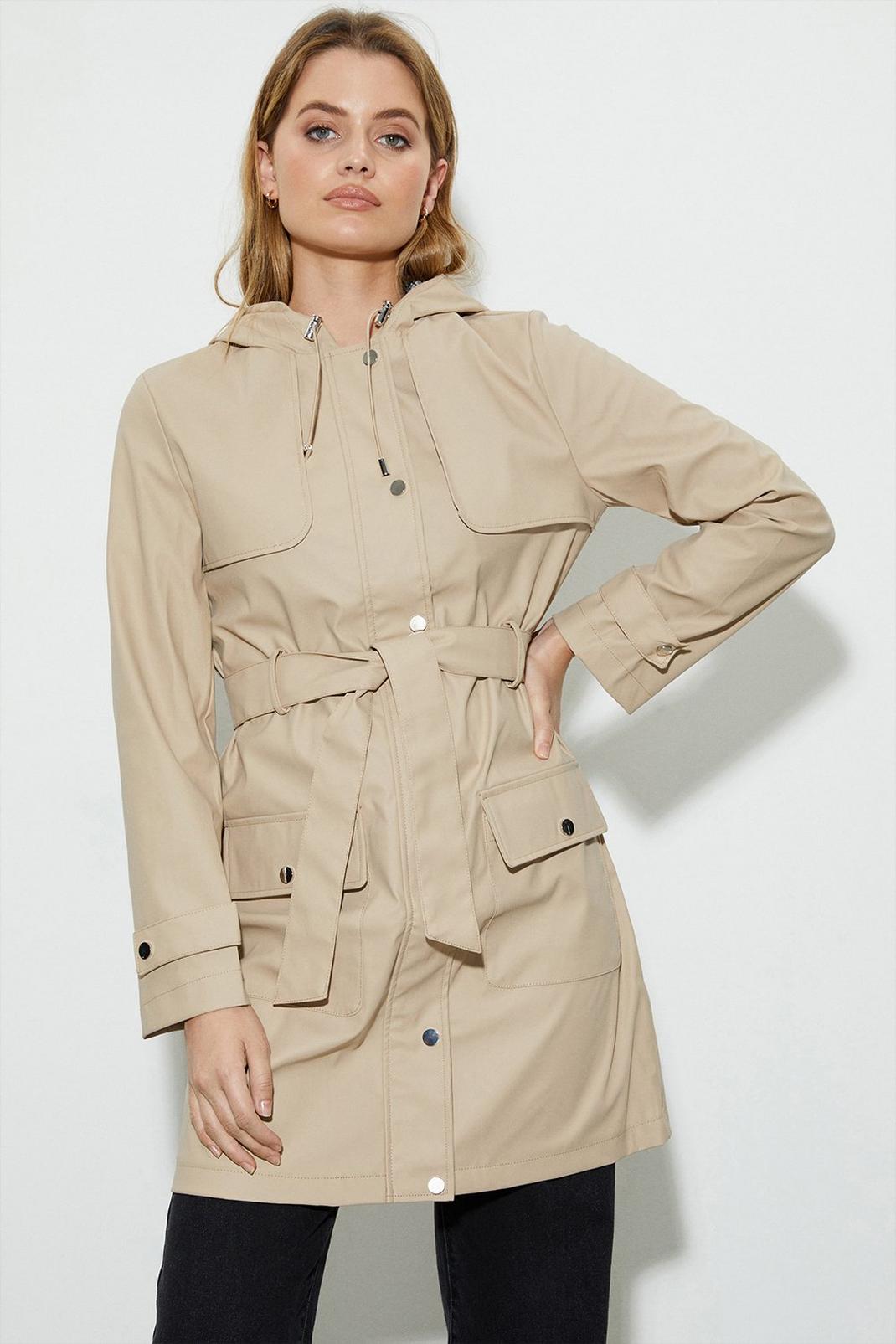 Belted Hooded Raincoat | Dorothy Perkins EU
