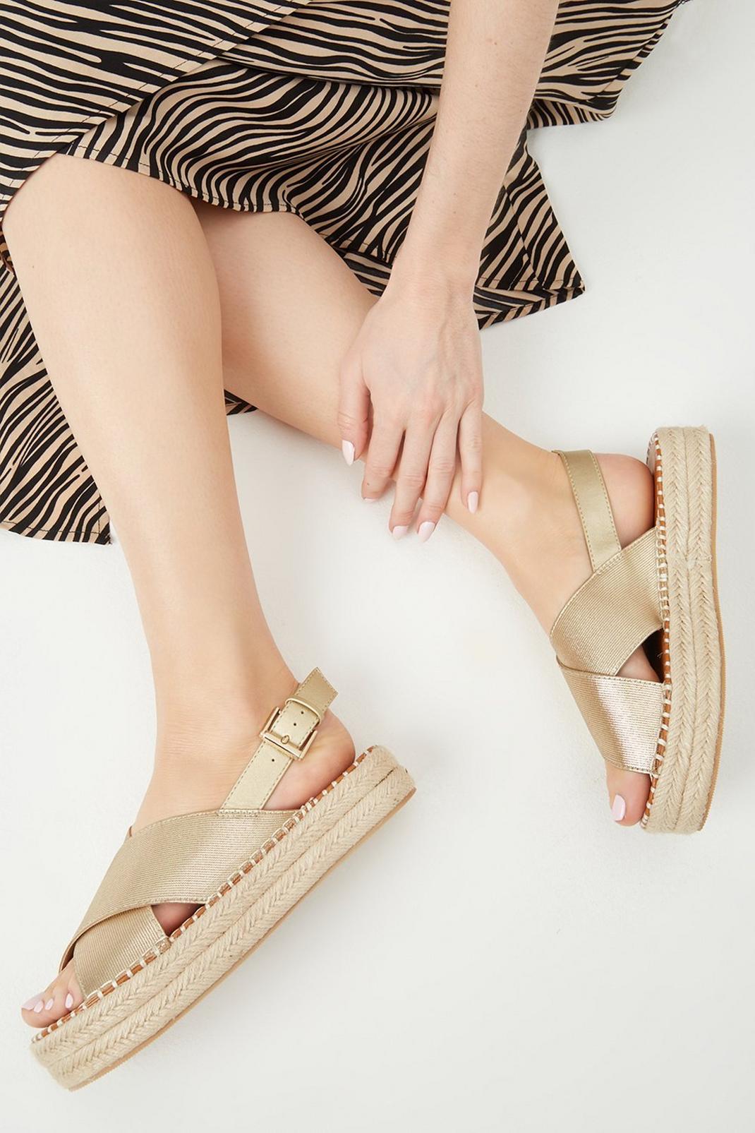 Gold Relax Elastic Crossover Wedges image number 1