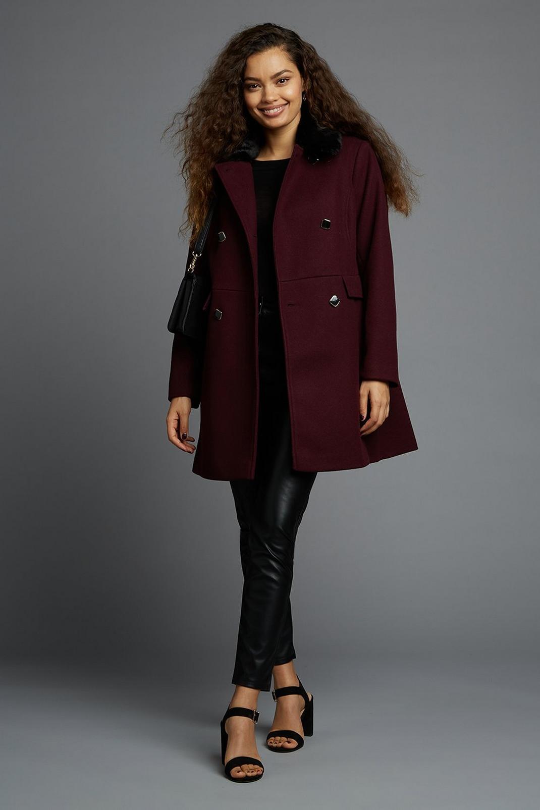 294 Petite Dolly Coat With Faux Fur Collar image number 2