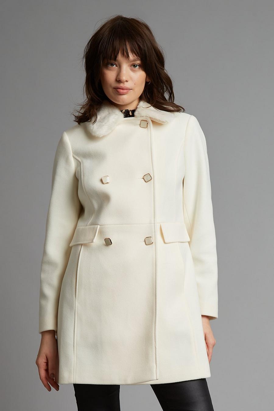 Petite Dolly Coat With Faux Fur Collar