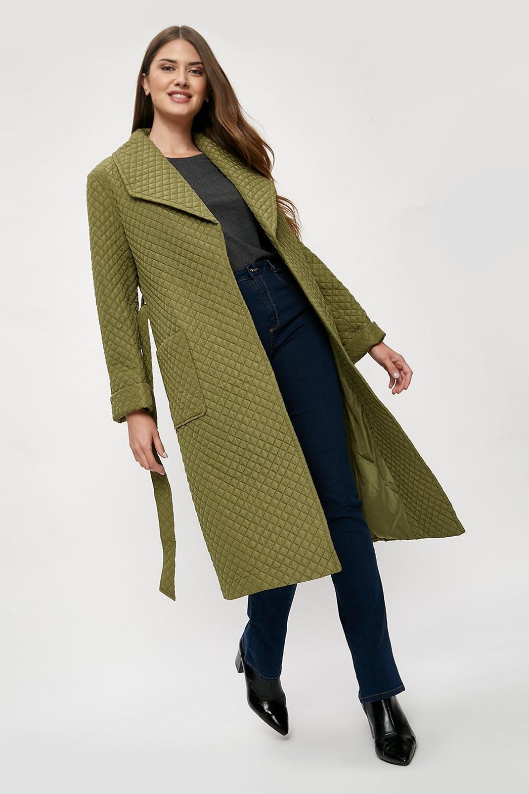 135 Tall Long Quilted Wrap Coat image number 1