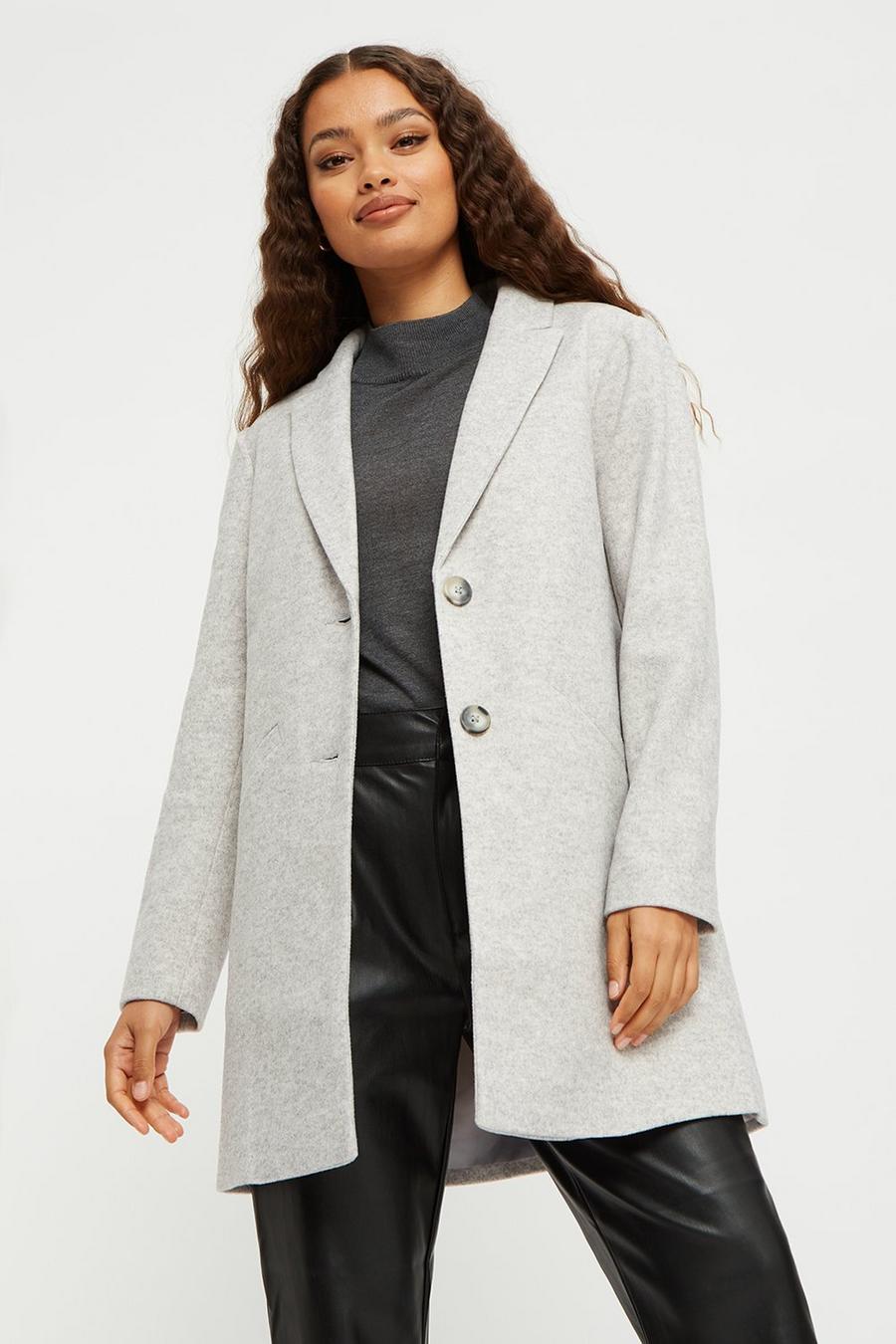 Petite Grey Single Breasted Coat