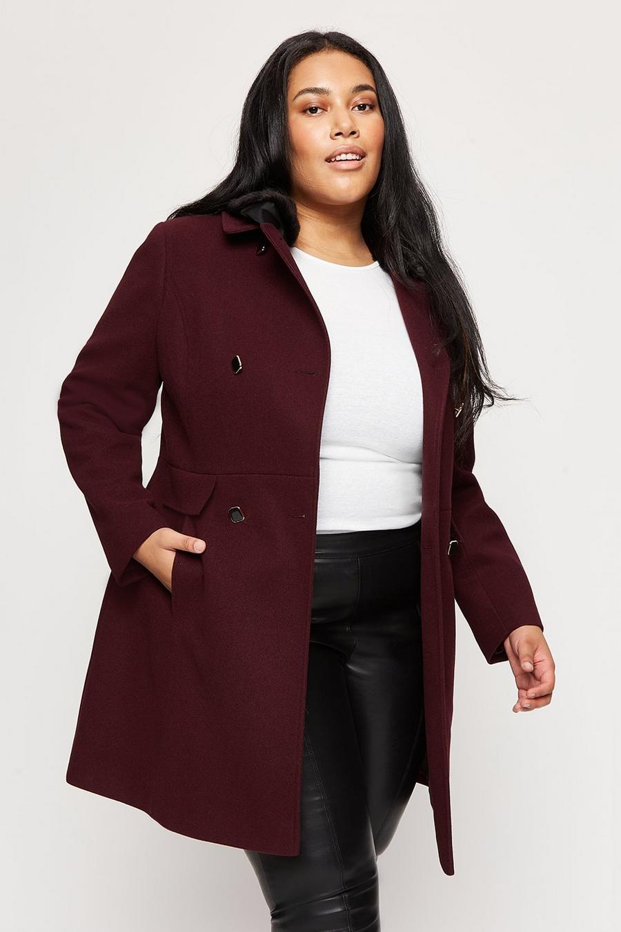 Curve Dolly Coat With Faux Fur Collar