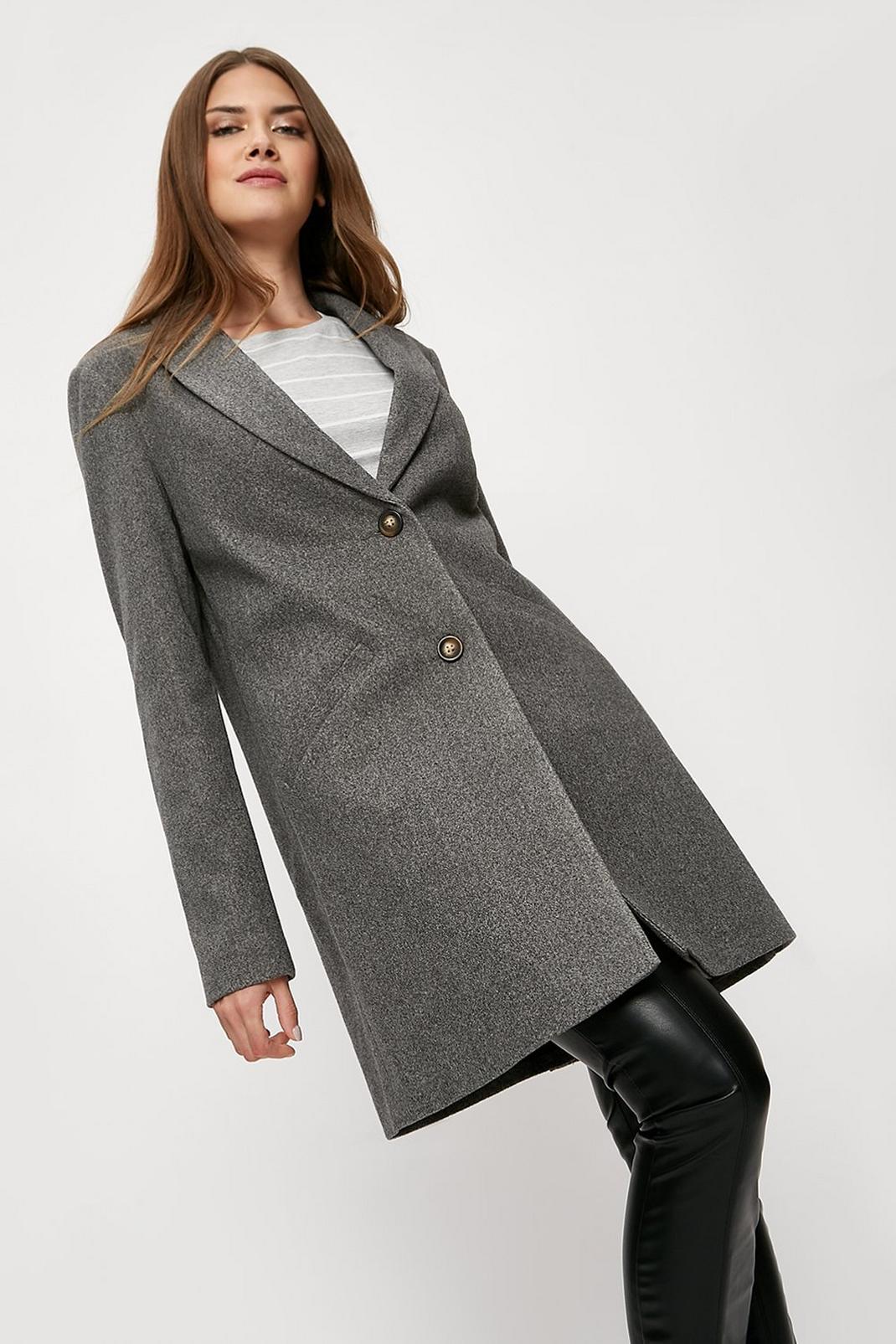 Grey marl Tall Single Breasted Boyfriend Coat image number 1