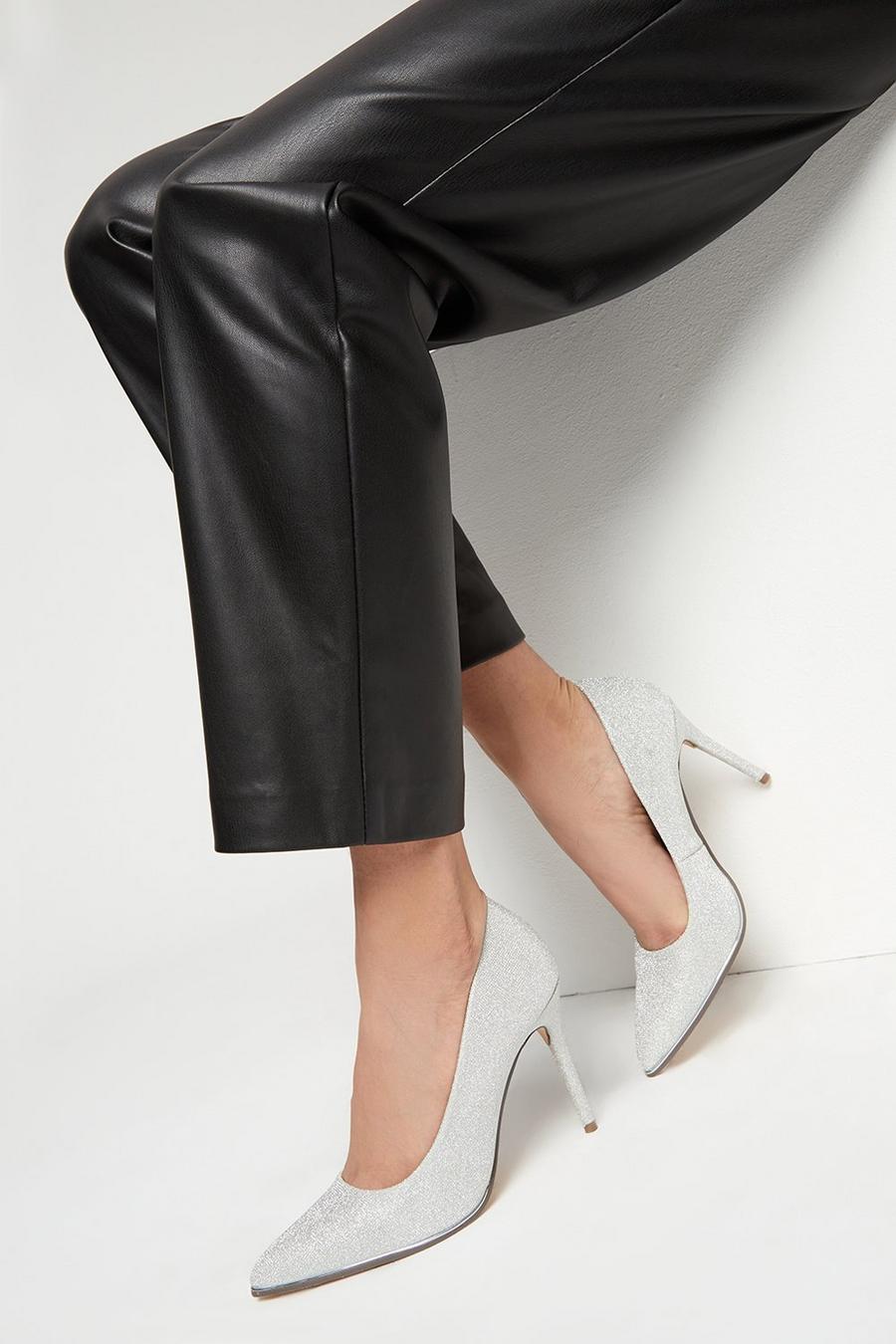 Silver Draya Pointed Toe Court Shoe