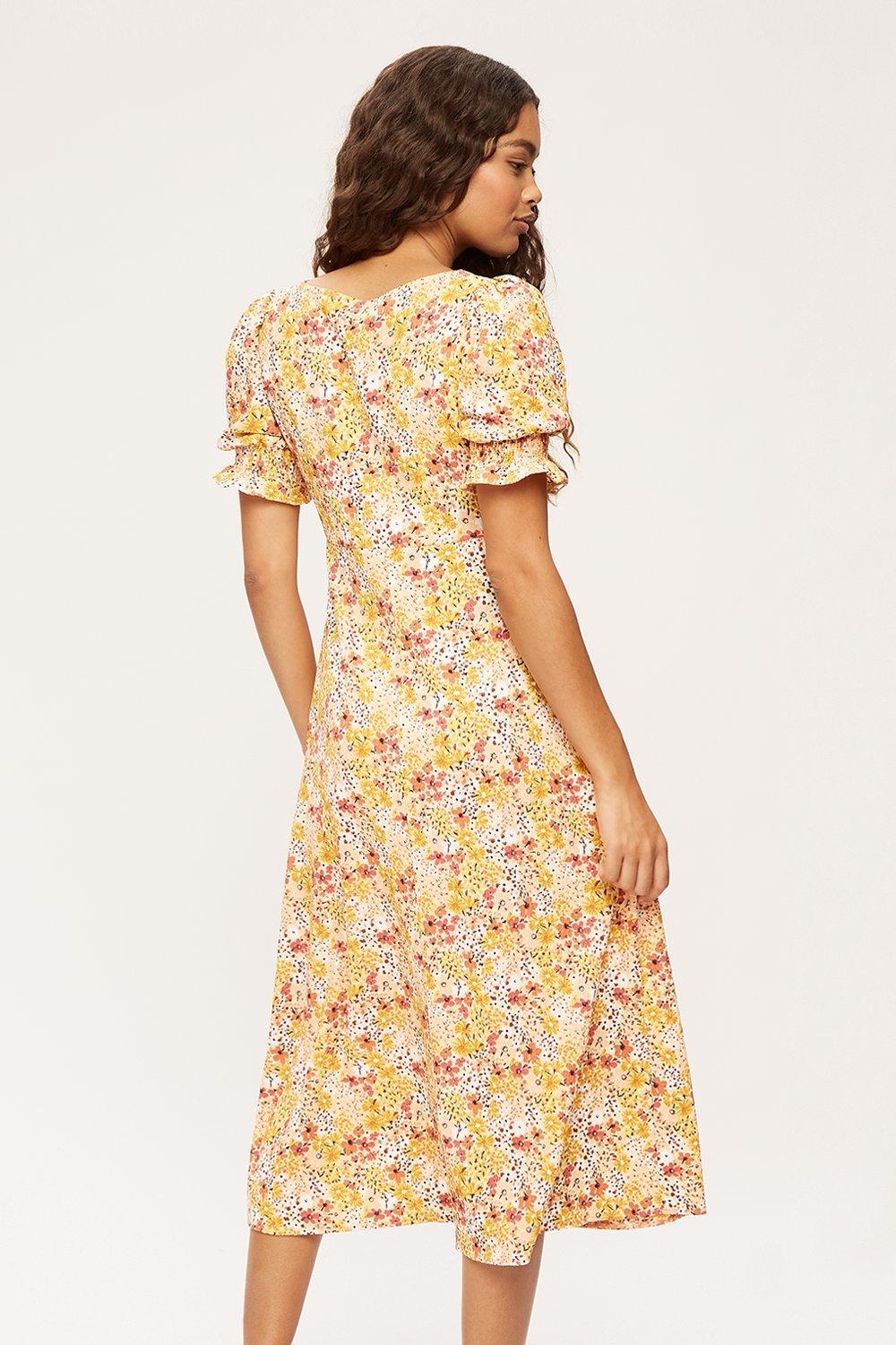 dorothy perkins yellow midi dress