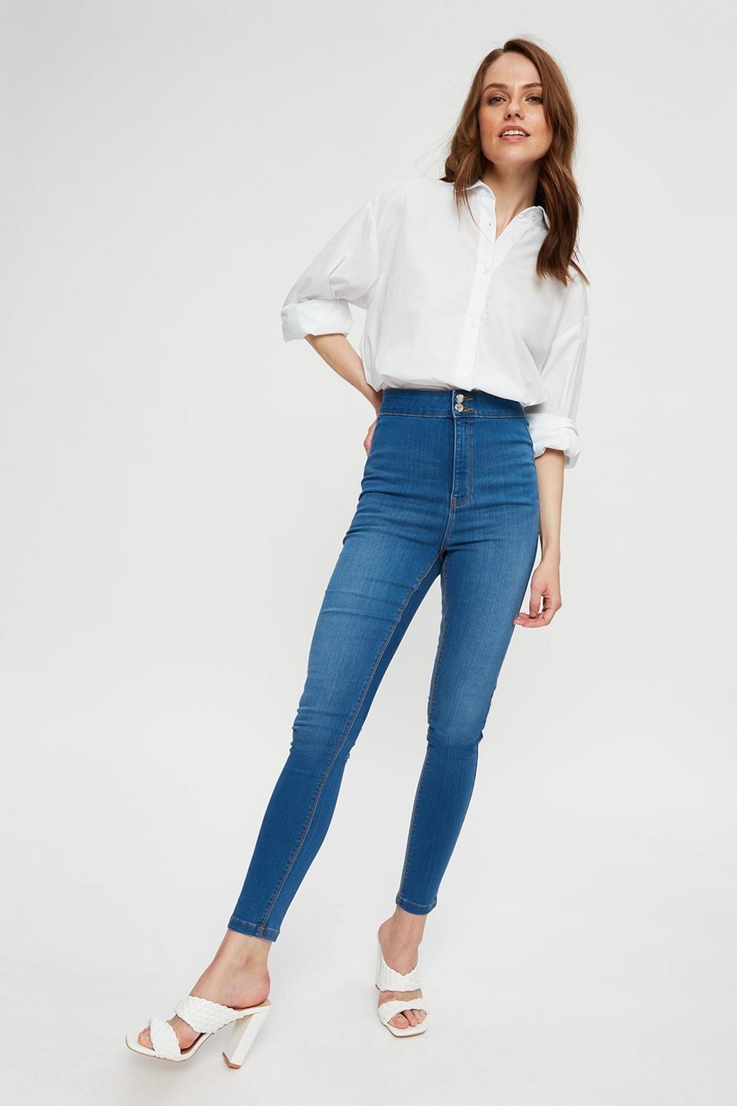 Print Nationwide Commercial Double Button Frankie Jeans | Dorothy Perkins EU