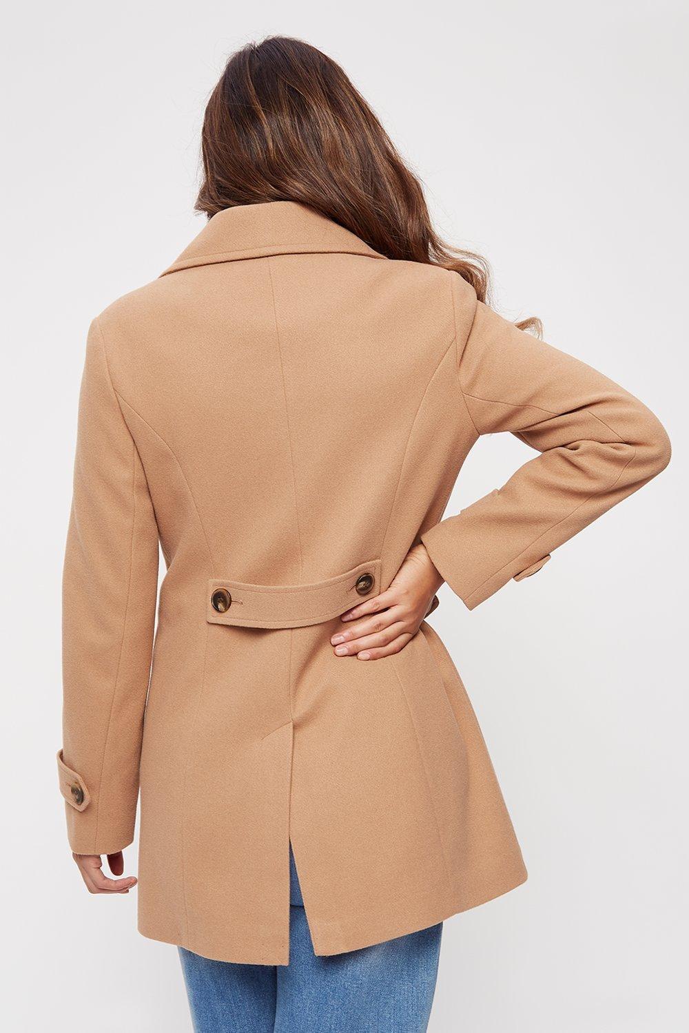 ladies tan peacoat