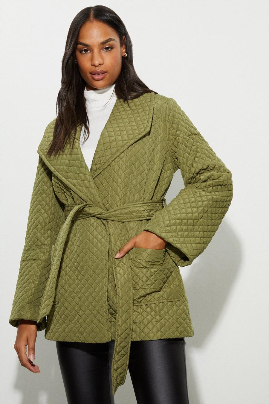 Short Quilted Wrap Coat