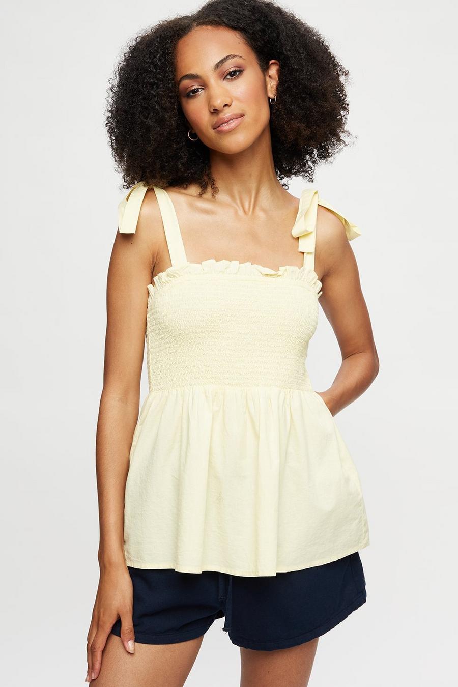 Tall Yellow Tie Shoulder Cami Top