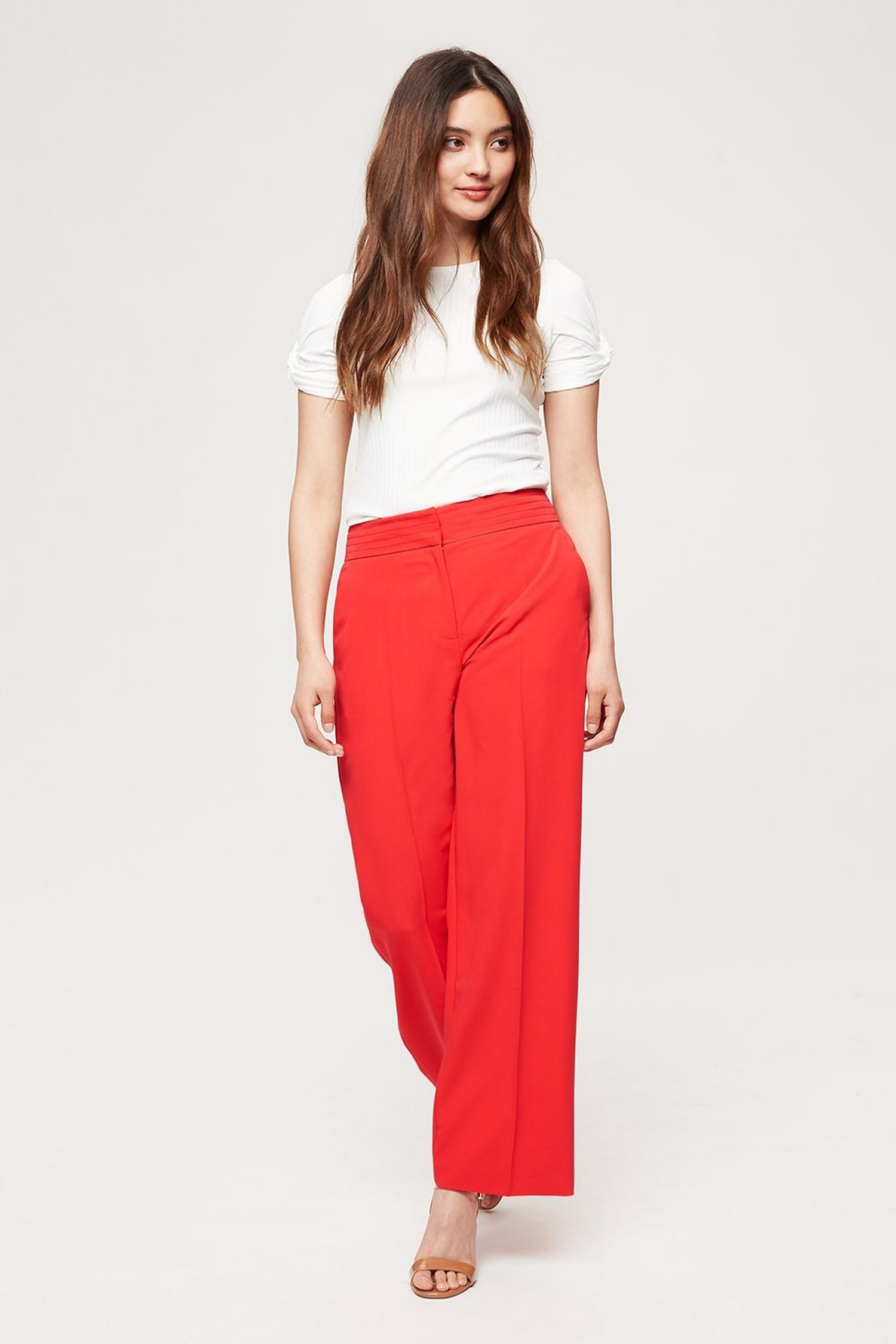 womens red wide leg trousers