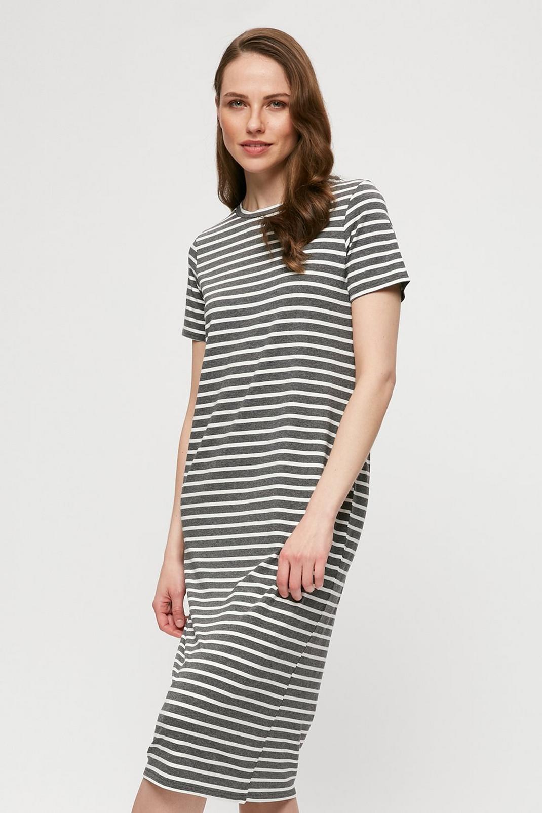 115 Charcoal Stripe T-shirt Midi Dress image number 1