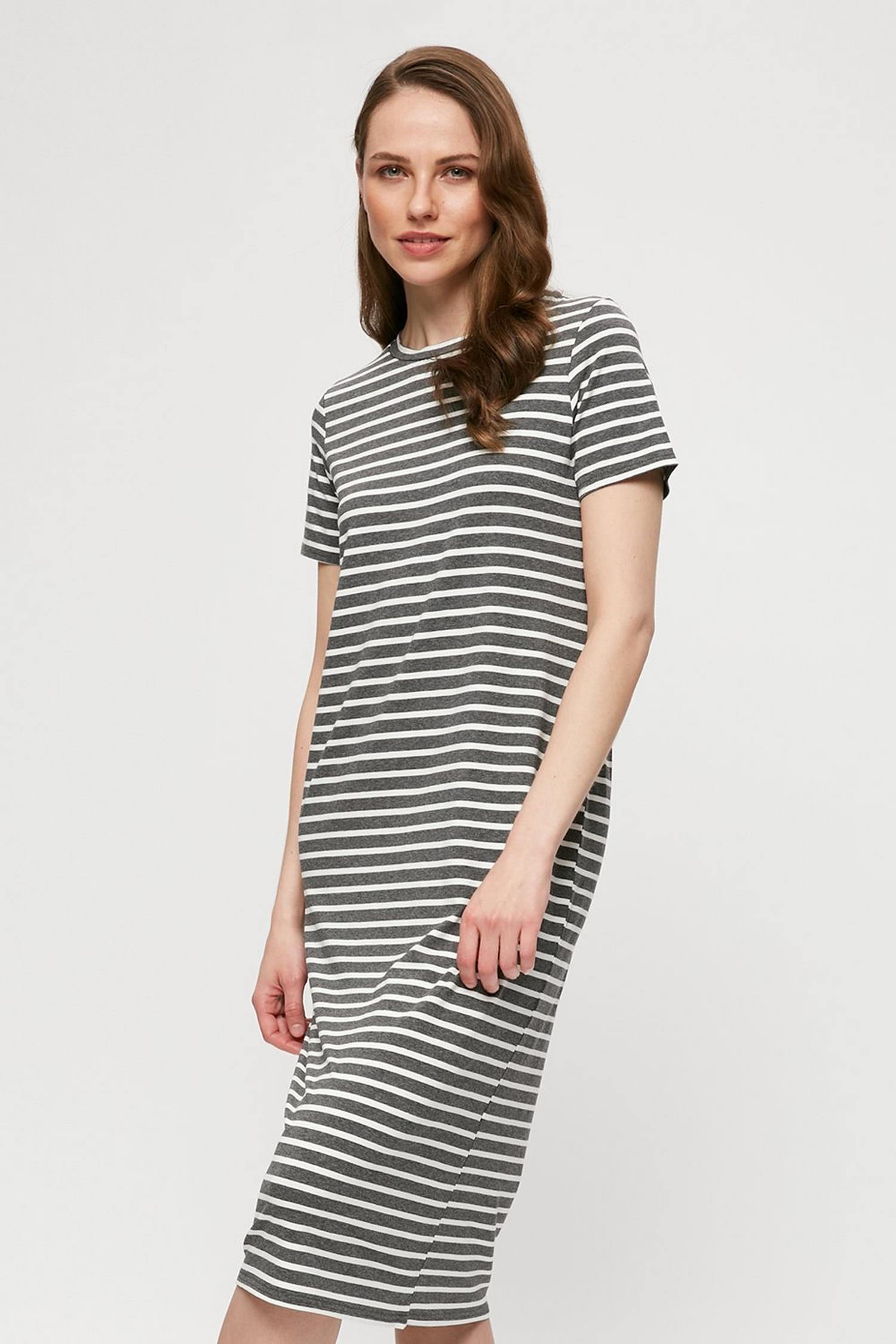 Charcoal Stripe T-shirt Midi Dress | Dorothy Perkins UK