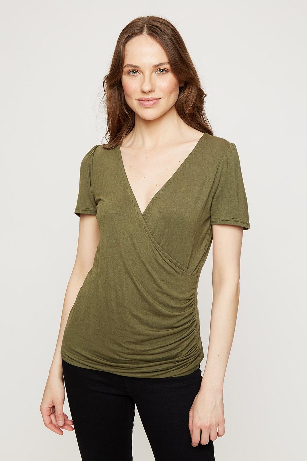 135 Ruched Side Wrap Tee image number 1