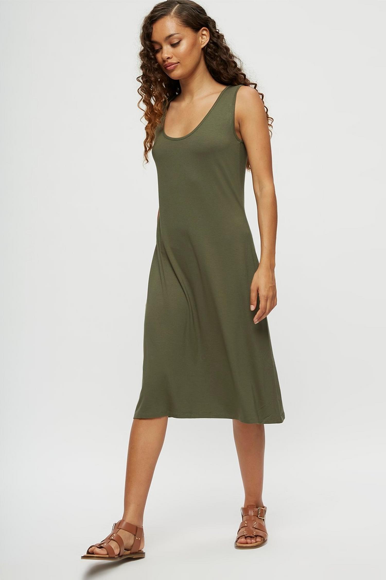 Petite Khaki Midi Dress | Dorothy Perkins UK