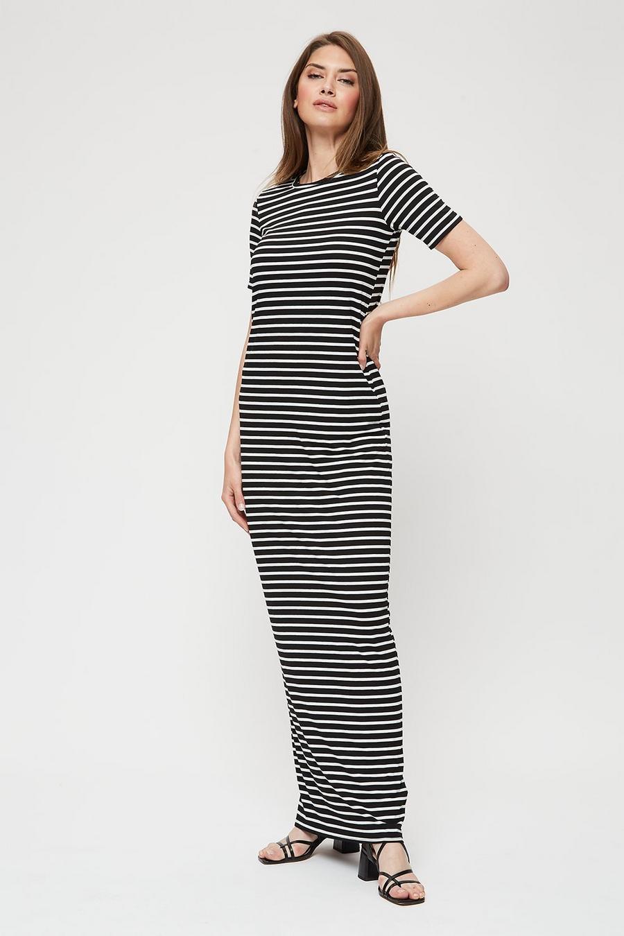 Tall Mono Stripe T-shirt Maxi Dress