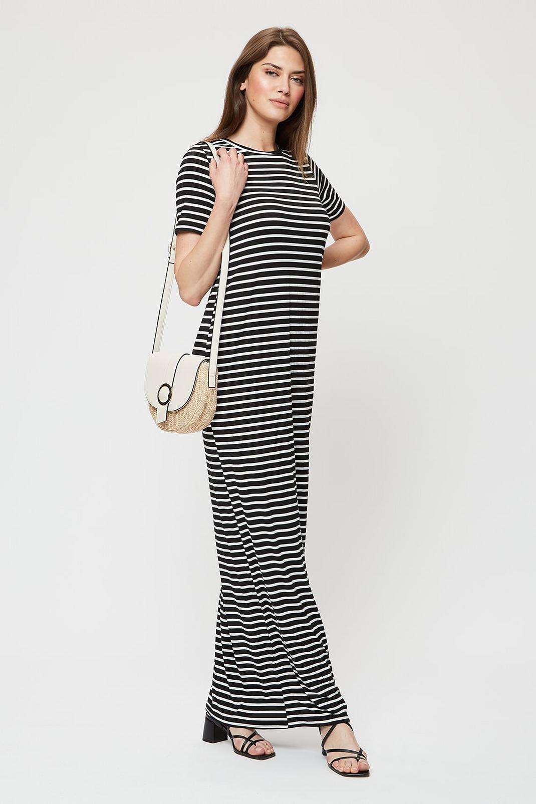 144 Tall Mono Stripe T-shirt Maxi Dress image number 2