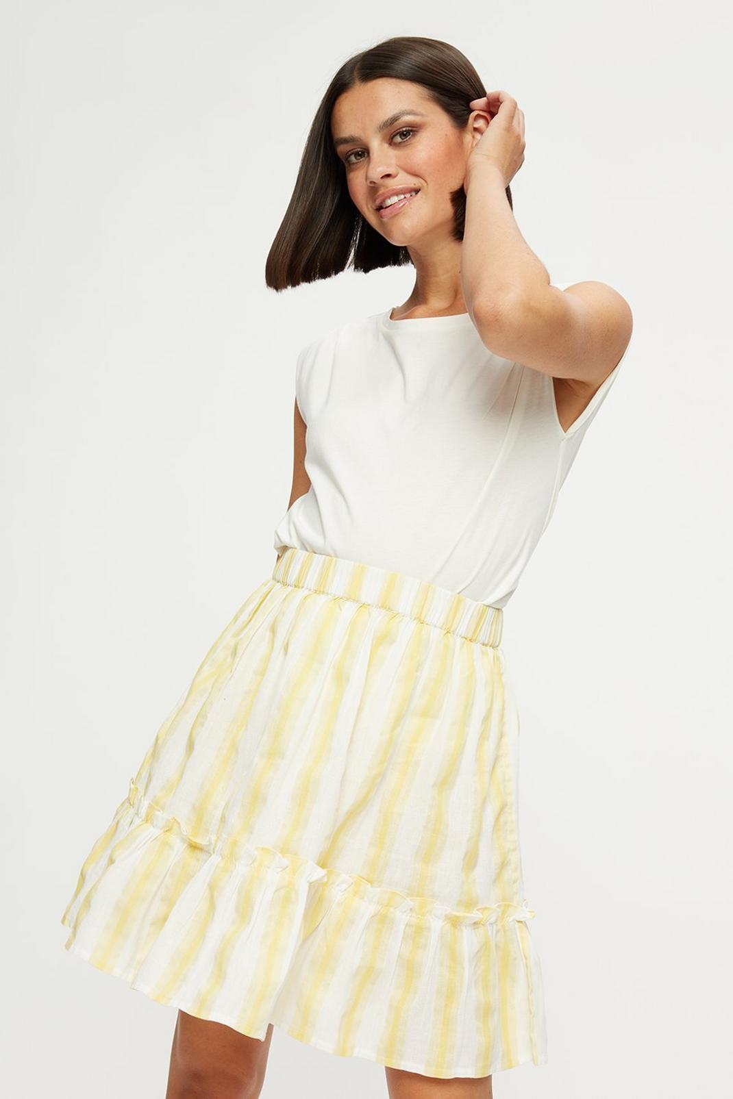 Yellow Stripe Linen Look Mini Co-ord image number 1