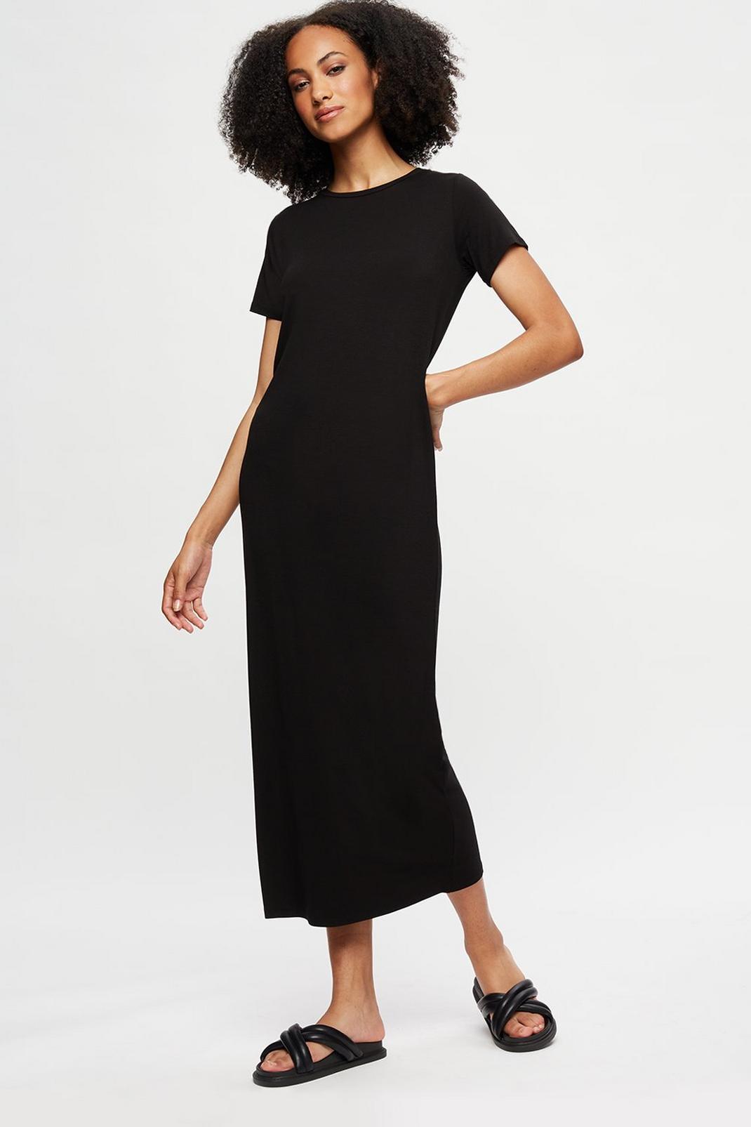 105 Tall Black T-shirt Midi Dress image number 1