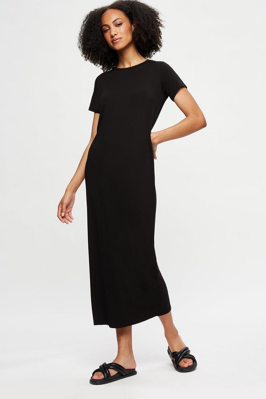 Tall Black T-shirt Midi Dress