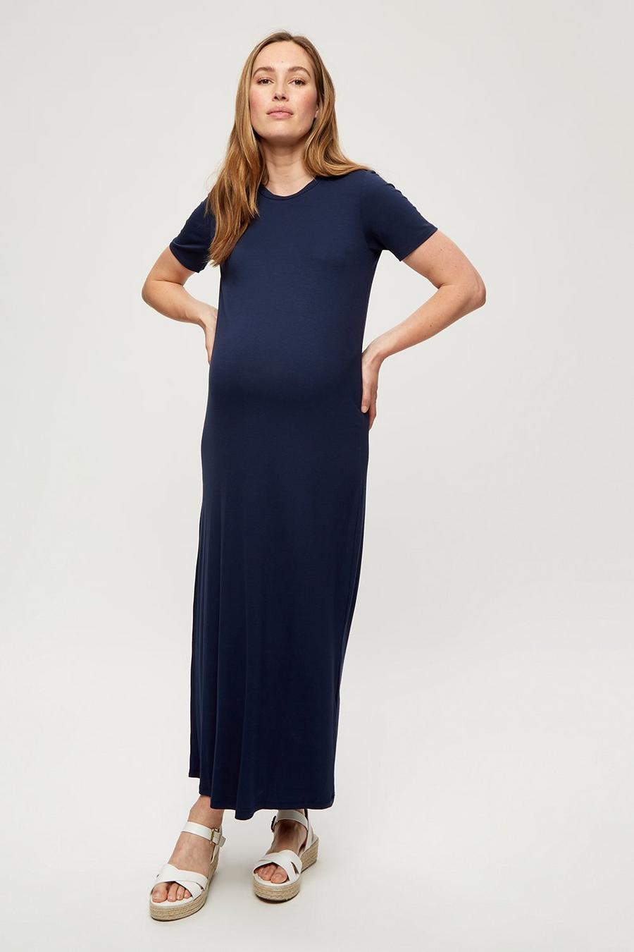 Maternity Navy T-shirt Maxi Dress